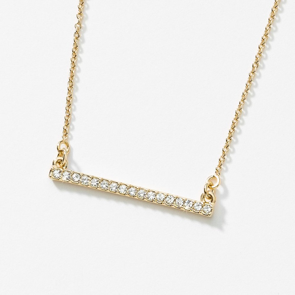 Pavé Bar Necklace, Gold